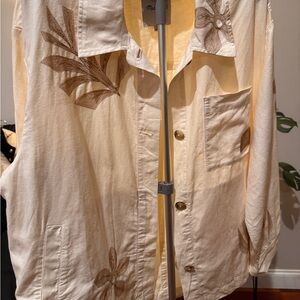 Madewell Beige Floral Linen-Blend Shirt